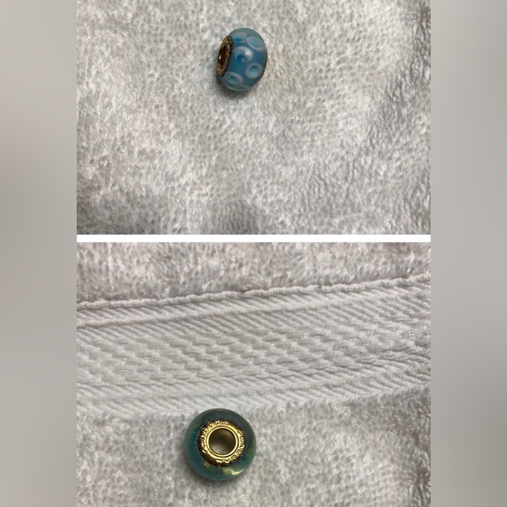 Pandora Blue and Gold Glass charm / Bead